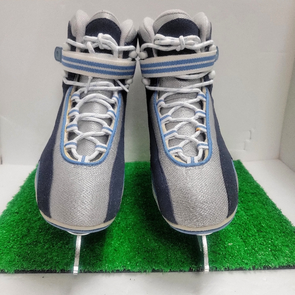 Jackson Skates Softec Ice Figure Navy Gray Size 7 Straps Worn 2xs - Picture 3 of 8